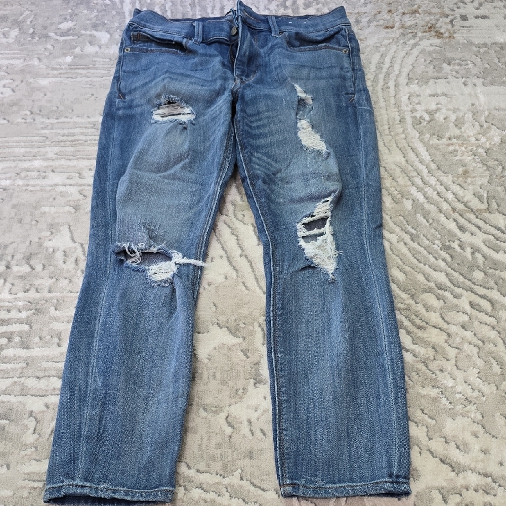 Express Distressed Blue Ankle Legging Mid Rise
